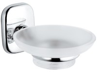 Soap Holder in White Sandblasted Glass with Chrome Plate Holder SU10